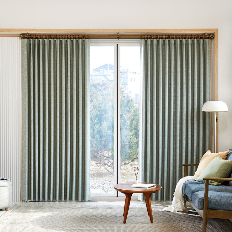 암막커튼 민트 페이즐리 650 x (230/240) cm