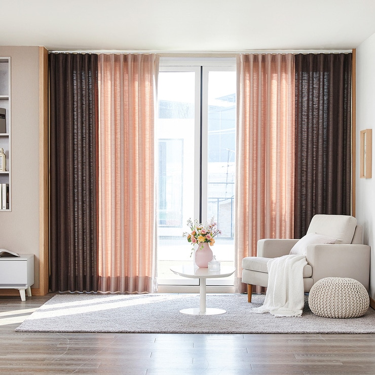 커튼 핑크&브라운 650 x 230 cm
