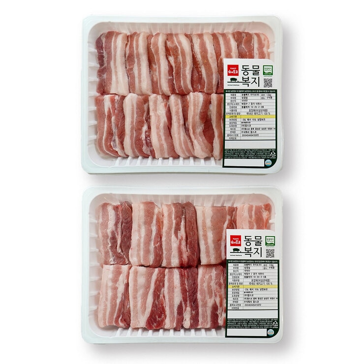 국내산 동물복지 돈육 삼겹살로스 1.5kg+통삼겹 1.5kg