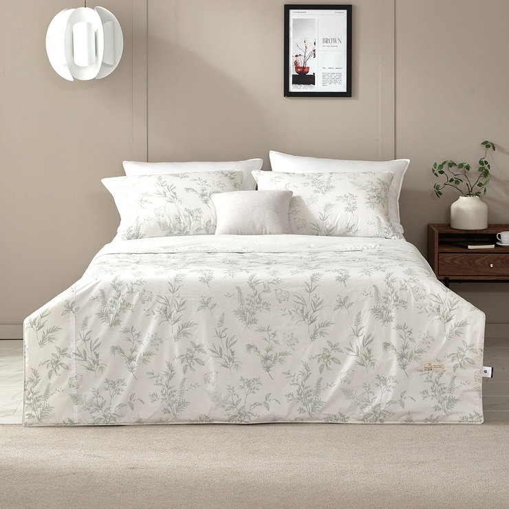 April At Home 80수면 프린트 파이핑 양모이불 - 퀸