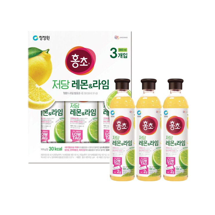 청정원홍초 레몬&라임900ml x 3 (저당)