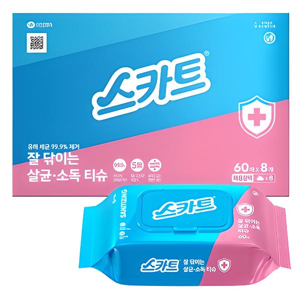 스카트 살균소독티슈 60매X8팩